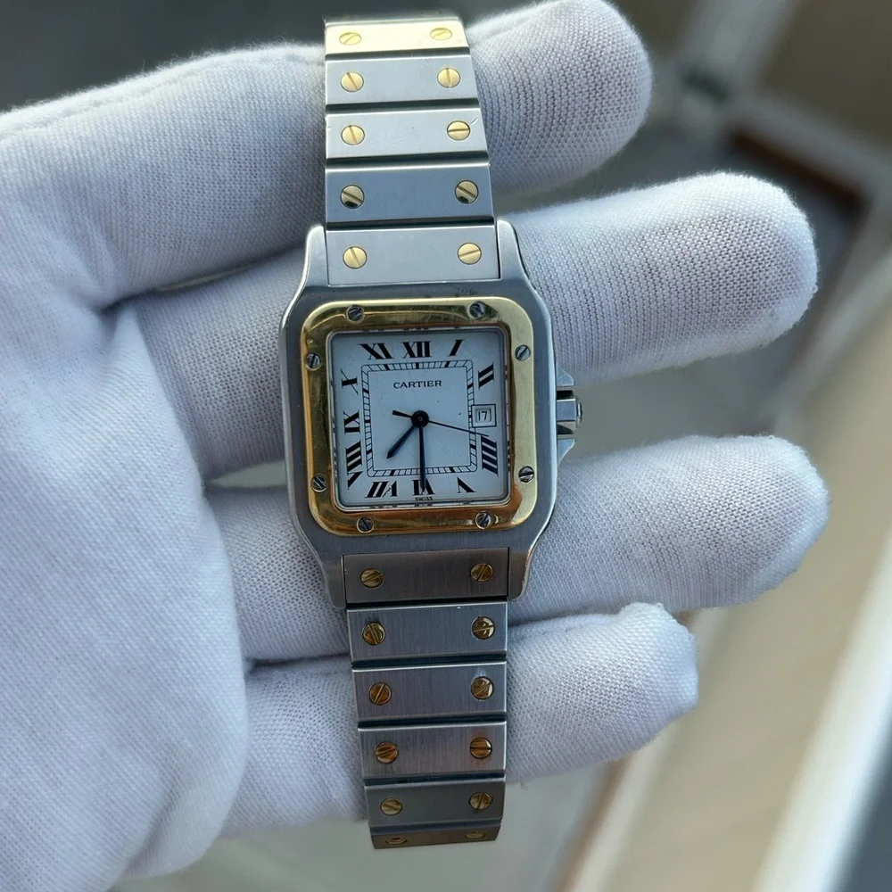 Cartier santos Carree 2961 Automatic two tone watch - Picture 2 of 15
